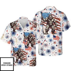 4th Of July Firework Bigfoot Hawaiian Shirt 2