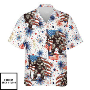 4th Of July Firework Bigfoot Hawaiian Shirt 3