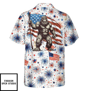 4th Of July Firework Bigfoot Hawaiian Shirt 4