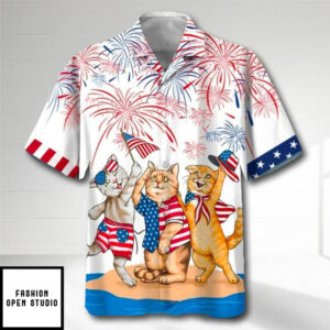 American Shorthair Independence Day Hawaiian Shirt