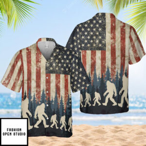 Bigfoot Patriotic Hawaiian Shirt 1