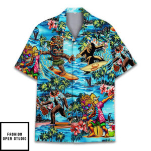 Bigfoot Tiki Surfing Hawaiian Shirt 1