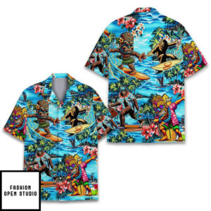 Bigfoot Tiki Surfing Hawaiian Shirt 3