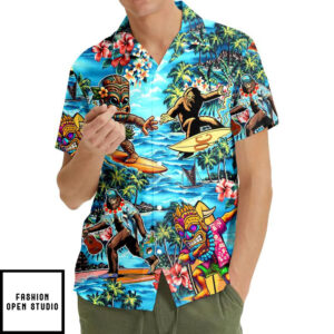 Bigfoot Tiki Surfing Hawaiian Shirt 4