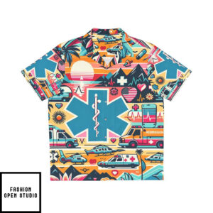 Colorful Air Medical Paramedic Flight Nurse EMT Fun Hawaiian Shirt