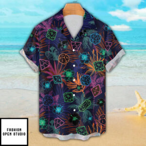 DnD Hawaiian Shirt Plants And Polyhedral Dice Shirt 2