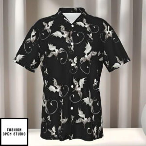 Dragons Black Mens Hawaiian Shirt 1