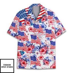 Flower American Flag Hawaiian Shirt 1