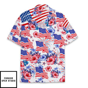 Flower American Flag Hawaiian Shirt 3