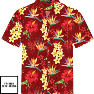 Hawaiian Shirt Flowerful Summer red 1