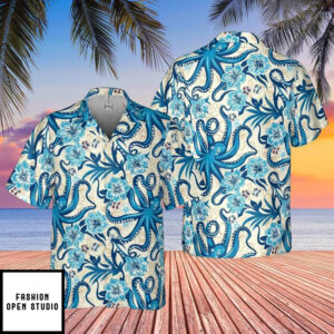 Octopus Blue Hawaiian Shirt 3