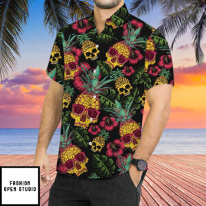 Pineapple Skull Black Hawaiian Shirt