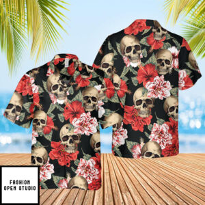 Skull Exotic Hibiscus Hawaiian Shirt 1