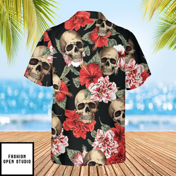 Skull Exotic Hibiscus Hawaiian Shirt