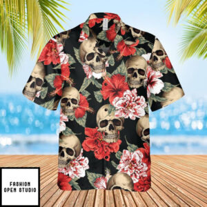 Skull Exotic Hibiscus Hawaiian Shirt 3