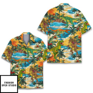 Tropical Dinosaur Summer Aloha Hawaiian Shirt 3